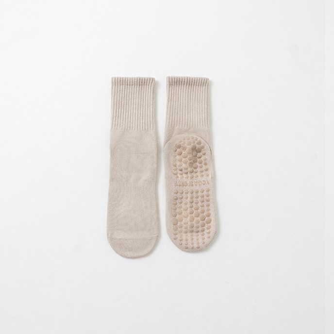 Yoga socks, mid tube socks, pure cotton anti slip silicone indoor fitness Pilates women's long socks, sports socks