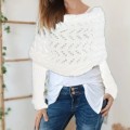 [Special Offers] Autumn and winter Meilun shawl knitted with a high-end feel, hollowed out and elongated double sleeves, draped over women's shoulders