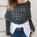 [Special Offers] Autumn and winter Meilun shawl knitted with a high-end feel, hollowed out and elongated double sleeves, draped over women's shoulders