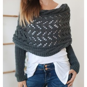 [Special Offers] Autumn and winter Meilun shawl knitted with a high-end feel, hollowed out and elongated double sleeves, draped over women's shoulders