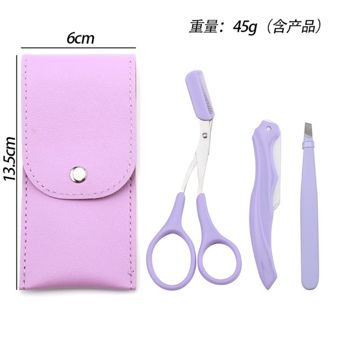 Three-piece portable folding safety eyebrow comb scissors bevel beauty tool eyebrow trimmer eyebrow clip set Three-piece portable folding safety eyebrow comb scissors bevel beauty tool eyebrow trimmer eyebrow clip set