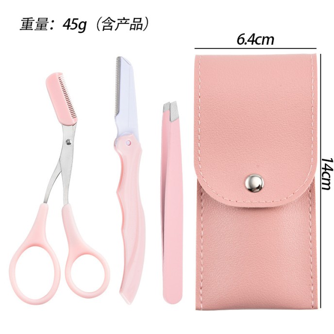 Three-piece portable folding safety eyebrow comb scissors bevel beauty tool eyebrow trimmer eyebrow clip set Three-piece portable folding safety eyebrow comb scissors bevel beauty tool eyebrow trimmer eyebrow clip set