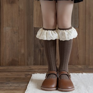 Retro Princess lace socks autumn and winter lace Lolita children's long cotton socks