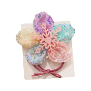 Colorful sequins cute sun flower hair rope ponytail rubber band