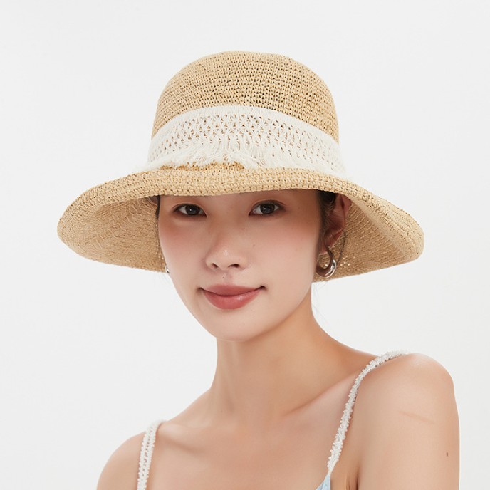 Hand-woven solid crocheted straw hat summer outdoor sun protection foldable sun hat leisure beach fisherman's hat Hand-woven solid crocheted straw hat summer outdoor sun protection foldable sun hat leisure beach fisherman's hat