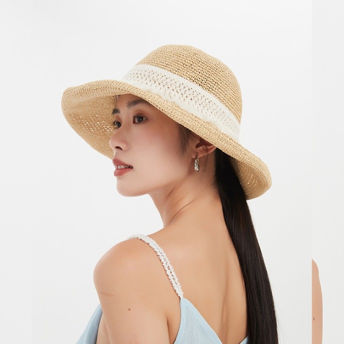 Hand-woven solid crocheted straw hat summer outdoor sun protection foldable sun hat leisure beach fisherman's hat Hand-woven solid crocheted straw hat summer outdoor sun protection foldable sun hat leisure beach fisherman's hat