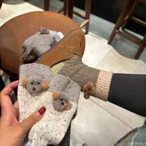 New wool warm padded Teddy dog doll socks in autumn and winter