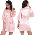 Women's robe bathrobe solid color glossy summer thin section sexy short cardigan robe Women's robe bathrobe solid color glossy summer thin section sexy short cardigan robe