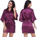 Women's robe bathrobe solid color glossy summer thin section sexy short cardigan robe Women's robe bathrobe solid color glossy summer thin section sexy short cardigan robe
