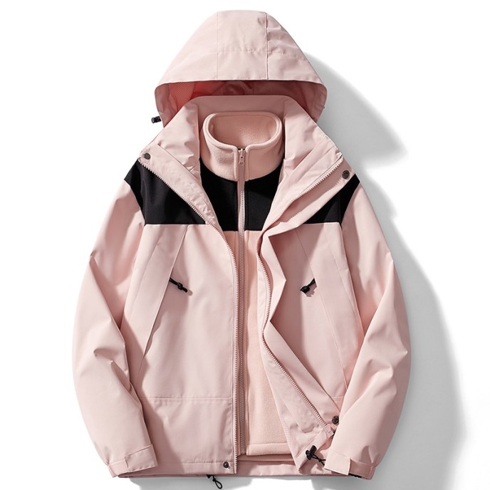 Outdoor assault suit, women's three in one detachable jacket, autumn and winter plush and thick windproof mountaineering suit