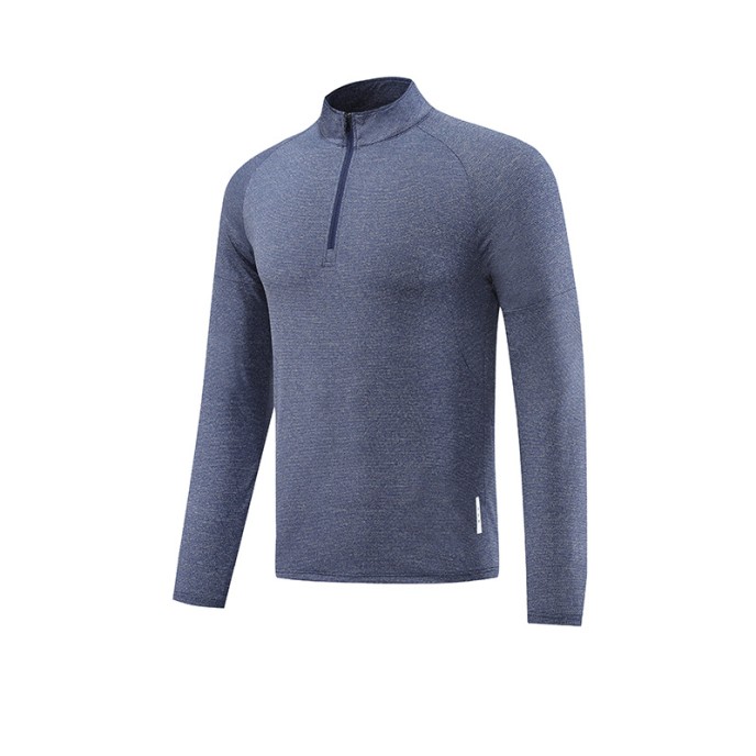 Men's long sleeved quick drying clothes, outdoor fitness training clothes, high elasticity semi open zipper sports T-shirt, running shirt Men's long sleeved quick drying clothes, outdoor fitness training clothes, high elasticity semi open zipper sports T-shirt, running shirt