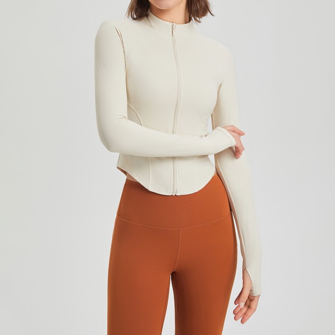 Shaping yoga suit, women's casual jacket, long sleeved zippered running, skin friendly sports and fitness top
