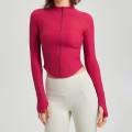 Shaping yoga suit, women's casual jacket, long sleeved zippered running, skin friendly sports and fitness top