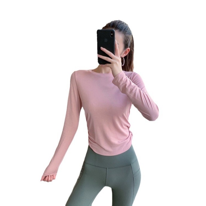 Sports long sleeved women's autumn and winter new sports top, yoga suit, quick drying, beautiful back, running exercise T-shirt, skin friendly and soft