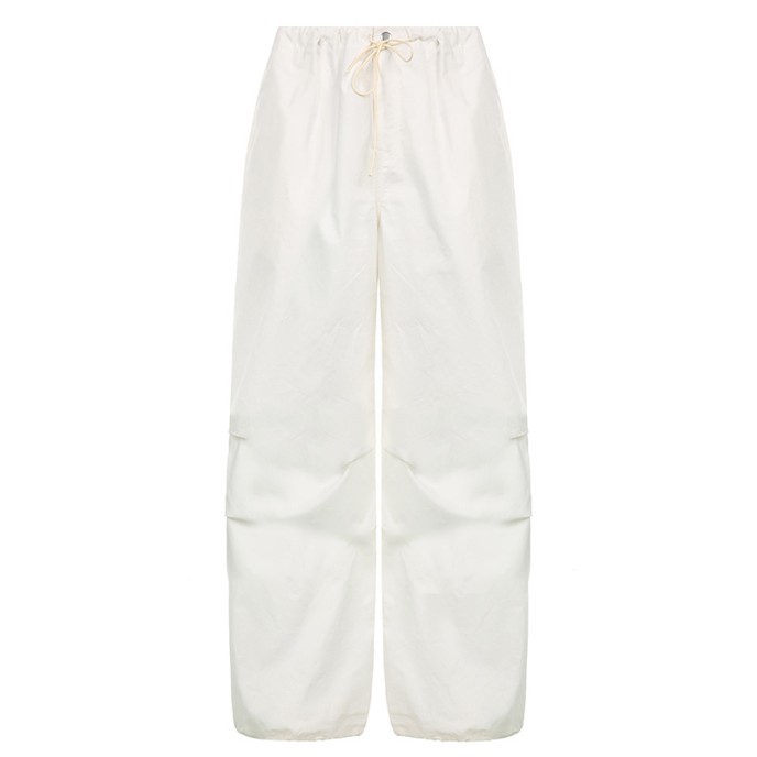 New European and American Spicy Girl Workwear Elastic Strap Drawstring Fashion Low Waist Wide Leg Casual Pants New European and American Spicy Girl Workwear Elastic Strap Drawstring Fashion Low Waist Wide Leg Casual Pants
