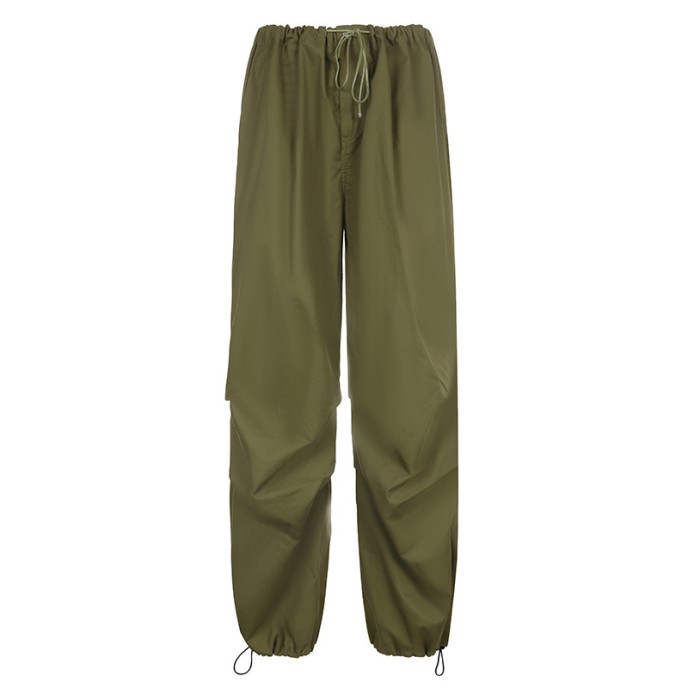 New European and American Spicy Girl Workwear Elastic Strap Drawstring Fashion Low Waist Wide Leg Casual Pants New European and American Spicy Girl Workwear Elastic Strap Drawstring Fashion Low Waist Wide Leg Casual Pants