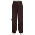 New European and American Spicy Girl Workwear Elastic Strap Drawstring Fashion Low Waist Wide Leg Casual Pants New European and American Spicy Girl Workwear Elastic Strap Drawstring Fashion Low Waist Wide Leg Casual Pants