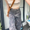 American style jeans, women's spicy girl retro hiphop camouflage workwear pants, women's summer hip-hop loose straight casual pants American style jeans, women's spicy girl retro hiphop camouflage workwear pants, women's summer hip-hop loose straight casual pants
