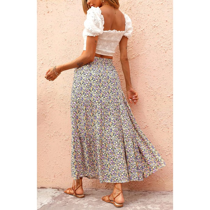 2025 New Floral High Waist A-Line Pleated Chiffon Half-Body Skirt 2025 New Floral High Waist A-Line Pleated Chiffon Half-Body Skirt
