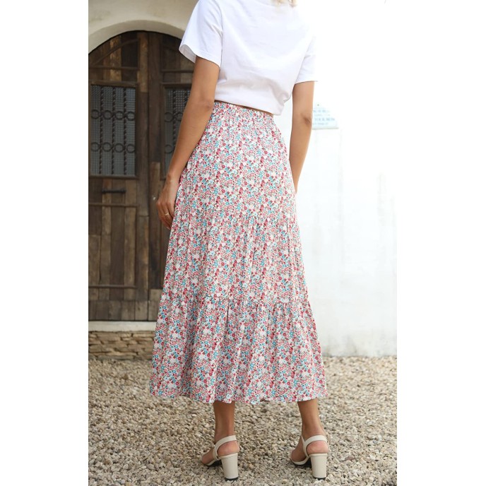 2025 New Floral High Waist A-Line Pleated Chiffon Half-Body Skirt 2025 New Floral High Waist A-Line Pleated Chiffon Half-Body Skirt