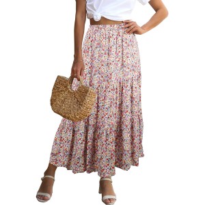 2025 New Floral High Waist A-Line Pleated Chiffon Half-Body Skirt
