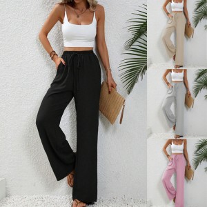 2025 Women's Autumn New Loose Versatile Solid Color Drag Floor Wide Leg Pants Casual Pants