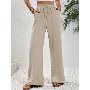 2025 Women's Autumn New Loose Versatile Solid Color Drag Floor Wide Leg Pants Casual Pants