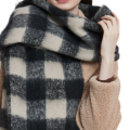Autumn and winter new black rice checkered coarse fringe scarf women's thick bib shawl Autumn and winter new black rice checkered coarse fringe scarf women's thick bib shawl