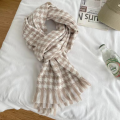 Scarf warm checkered bib scarf with tassel scarf women's advanced sense