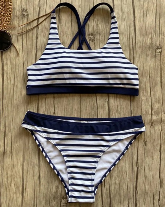 Striped Swimsuit Bikinis Push Up Swimwear W