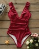 One-piece Swimsuit Women Ruffle V-neck Monokini