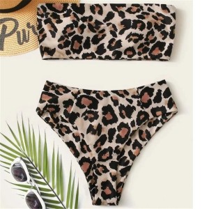 Leopard Print Bikini Suit for Women Push Up Bra