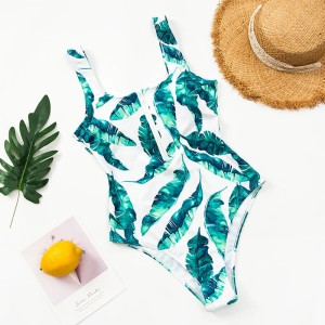 Printed Zipper Swimsuit One Piece Swimwear Floral