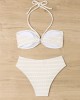 Halter String Stripe Bikini Set Padded Swimsuit