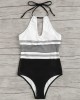 Swimsuit One Piece High Neck Bikini Bathing Suit Striped