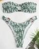 Ring Link Bandeau Bikini Swimwear Solid Beachwear