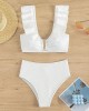 Ruffle V Cut Female Swimsuit High Waist Bikini