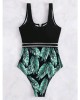 Black Print One Piece Swimsuits Swimwear Push Up