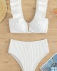 Ruffle V Cut Female Swimsuit High Waist Bikini