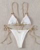 Bikini Set Plain Ring Linked Spaghetti Strap Swimwear