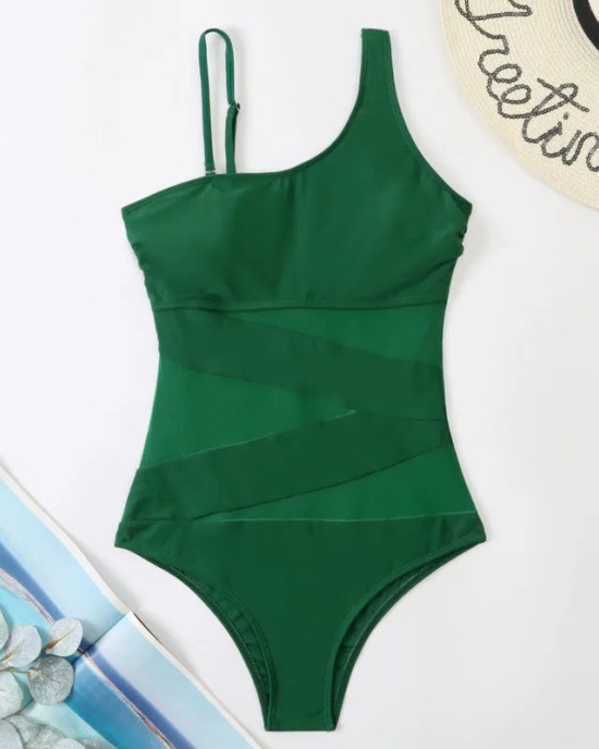 One-Piece Large Size Solid Color Plus Size Swimsuit