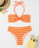 Halter String Stripe Bikini Set Padded Swimsuit