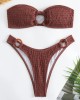 Ring Link Bandeau Bikini Swimwear Solid Beachwear