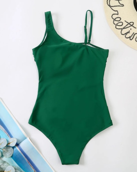 One-Piece Large Size Solid Color Plus Size Swimsuit