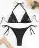 Halter Triangle Bikini Sets Solid Swimwear Side Lace Up Monokini