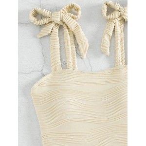 Textured One Piece Swimsuit Beige Swimwear