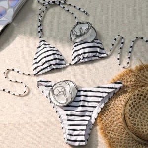 Striped Bikinis Swimsuits Swimwear Push Up Style