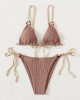 Bikini Set Plain Ring Linked Spaghetti Strap Swimwear