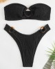 Ring Link Bandeau Bikini Swimwear Solid Beachwear