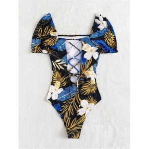 Tropical Print Swimwear Women One Piece